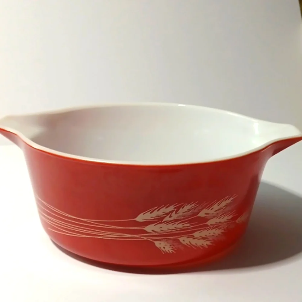 Pyrex Autumn Harvest 475 Casserole Rust Brown Wheat Glass Dish Vintage 80s 90s
